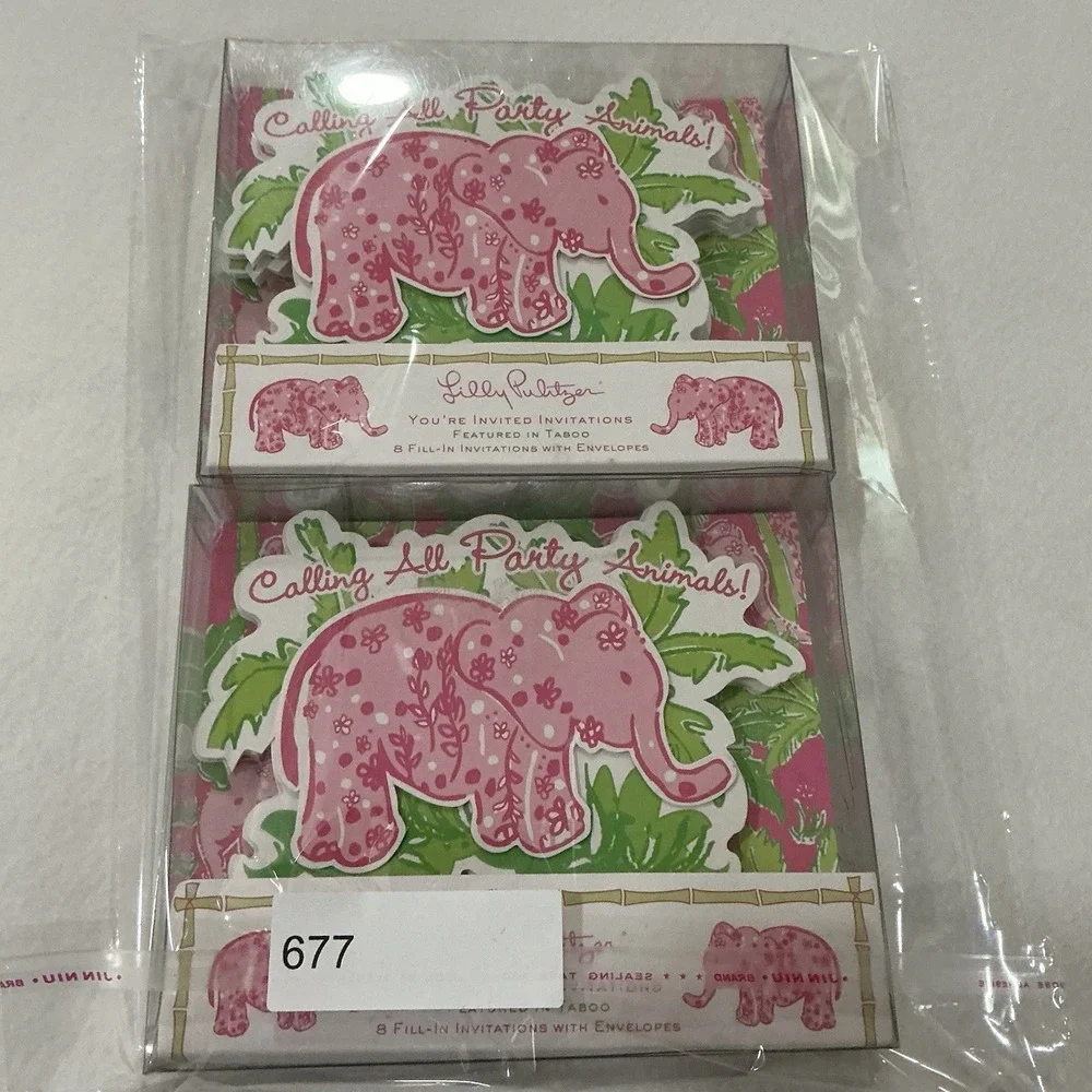 Vintage Lilly Pulitzer TABOO Pink Elephant Invitations Party Animals Rare (13)